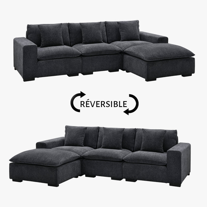 SELENIA Canapé d'angle modulable et réversible en tissu gris foncé