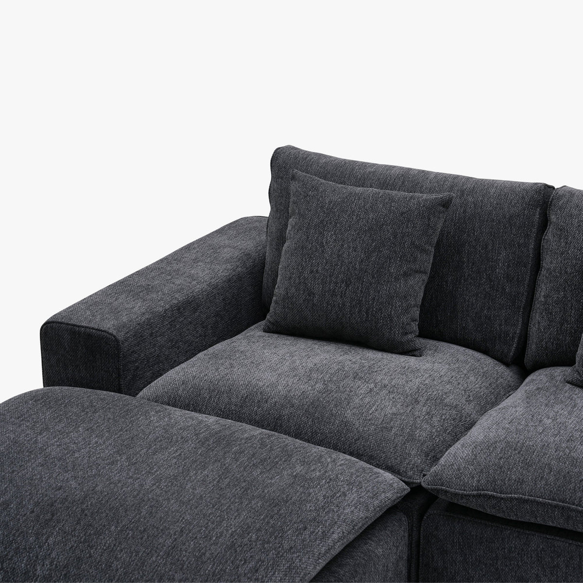 SELENIA Canapé d'angle modulable et réversible en tissu gris foncé - Canapés d'angle - Mobilier Deco