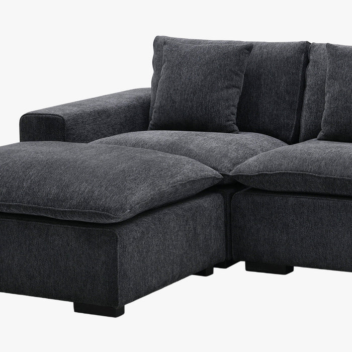 SELENIA Canapé d'angle modulable et réversible en tissu gris foncé