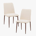 SELIA Lot de 2 chaises en tissu beige pieds couleur bois foncé