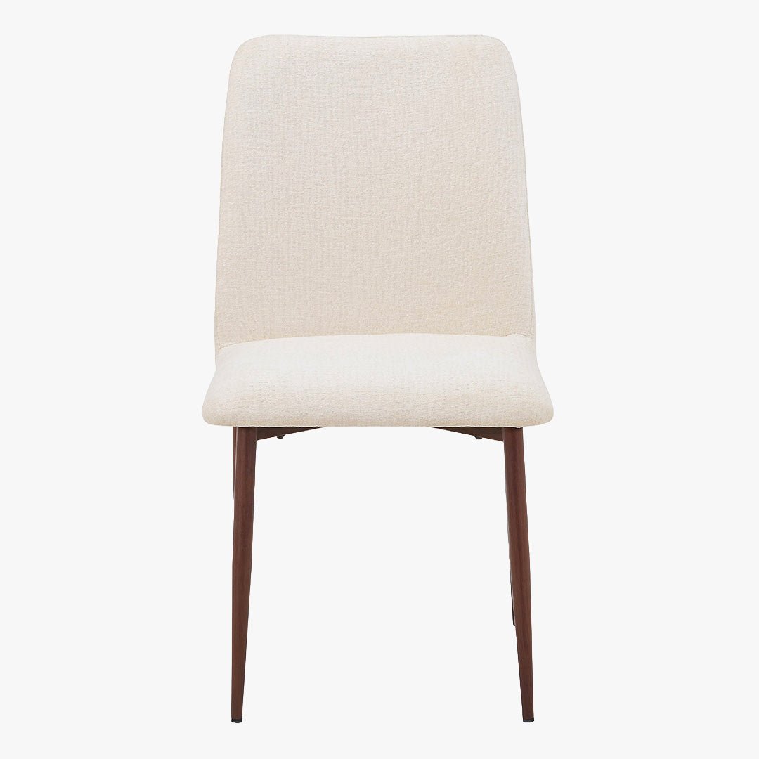 SELIA Lot de 2 chaises en tissu beige pieds couleur bois foncé - Chaise de repas - Mobilier Deco