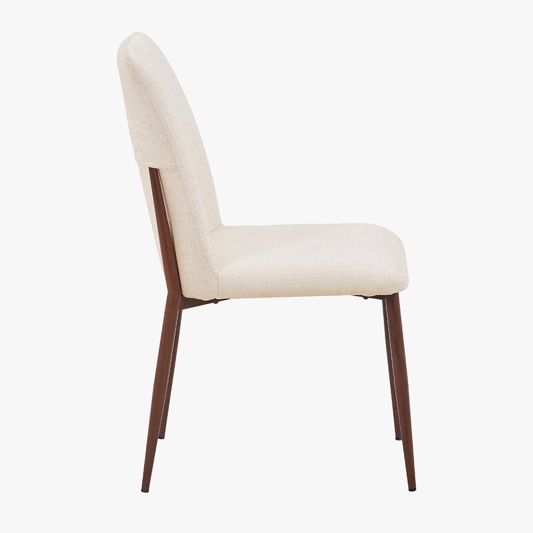 SELIA Lot de 2 chaises en tissu beige pieds couleur bois foncé - Chaise de repas - Mobilier Deco