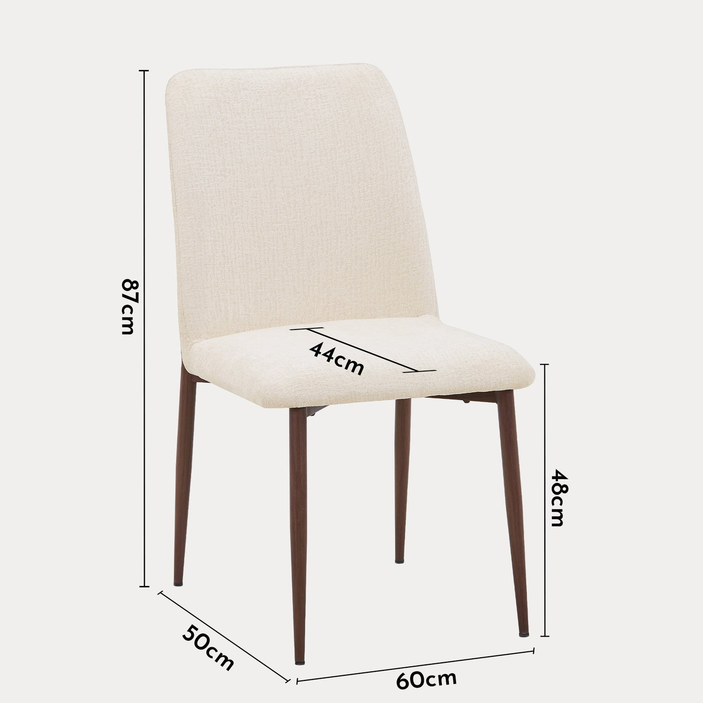 SELIA Lot de 2 chaises en tissu beige pieds couleur bois foncé - Chaise de repas - Mobilier Deco