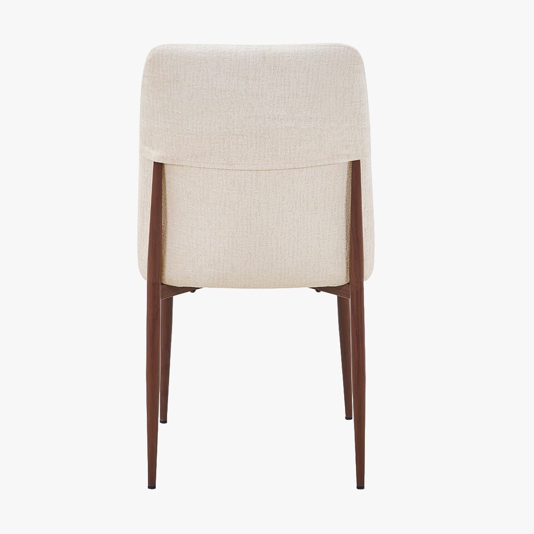 SELIA Lot de 2 chaises en tissu beige pieds couleur bois foncé - Chaise de repas - Mobilier Deco