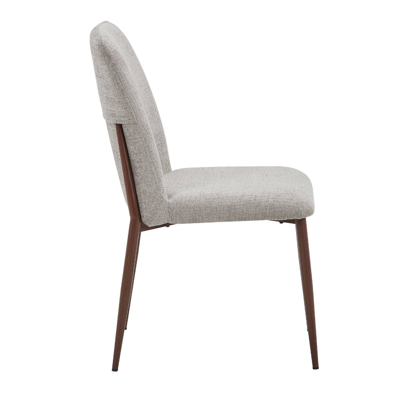 SELIA Lot de 2 chaises en tissu taupe clair pieds couleur bois foncé - Chaise de repas - Mobilier Deco