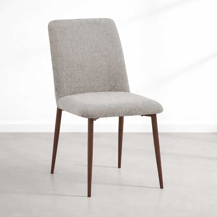 SELIA Lot de 2 chaises en tissu taupe clair pieds couleur bois foncé — aperçu vidéo