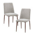 SELIA Lot de 2 chaises en tissu taupe clair pieds couleur bois foncé