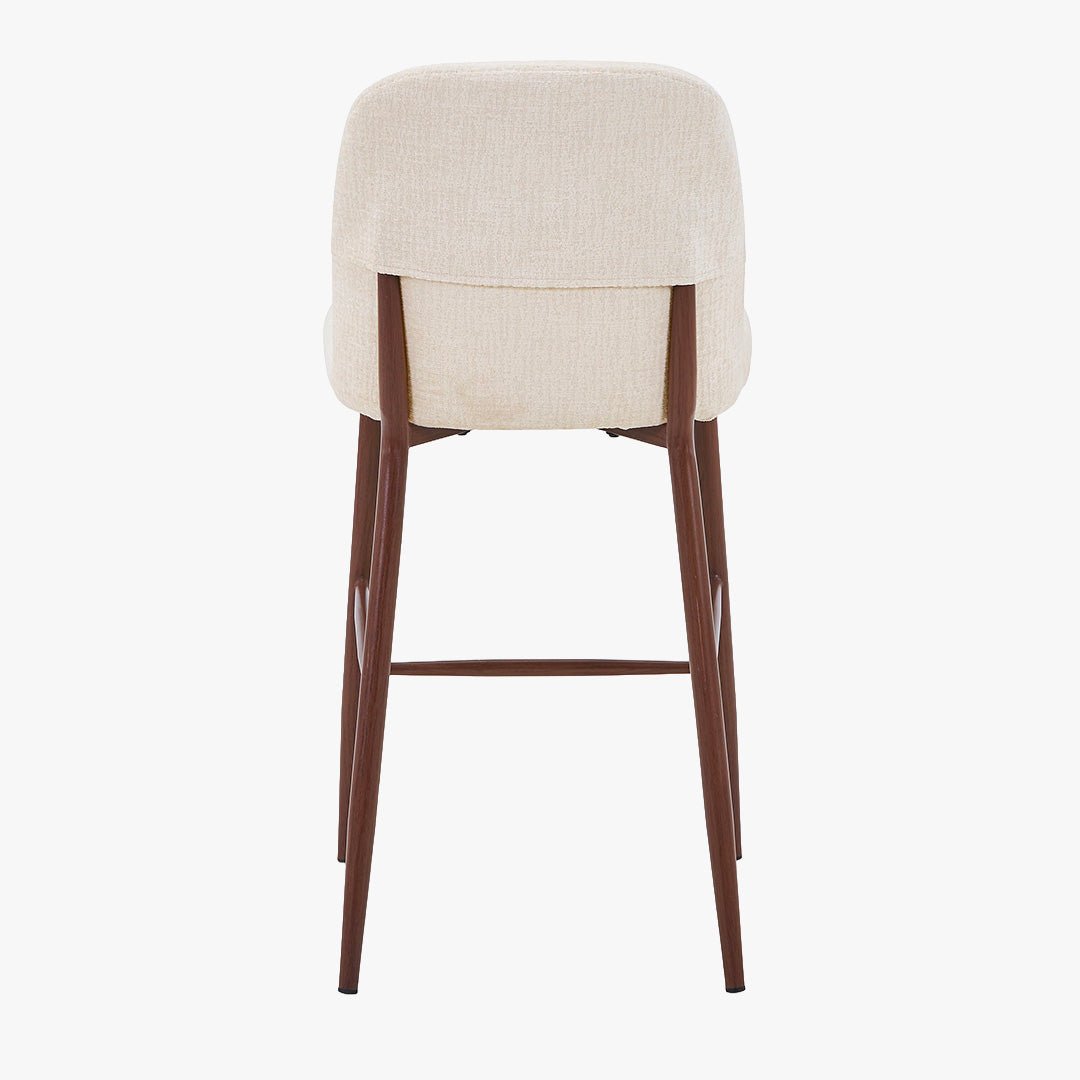 SELIA Lot de 2 tabourets en tissu beige pieds couleur bois foncé - Tabourets - Mobilier Deco