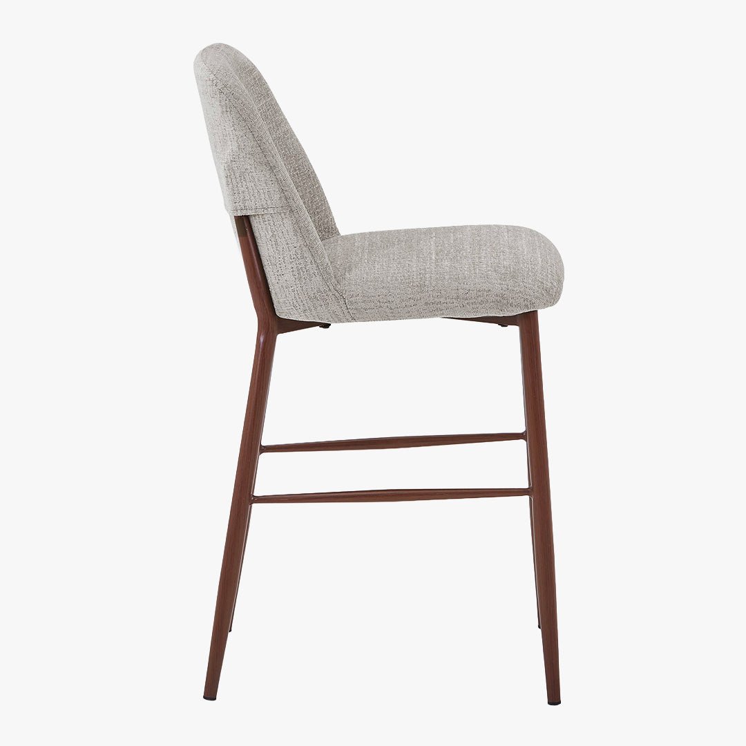 SELIA Lot de 2 tabourets en tissu taupe clair pieds couleur bois foncé - Tabourets - Mobilier Deco