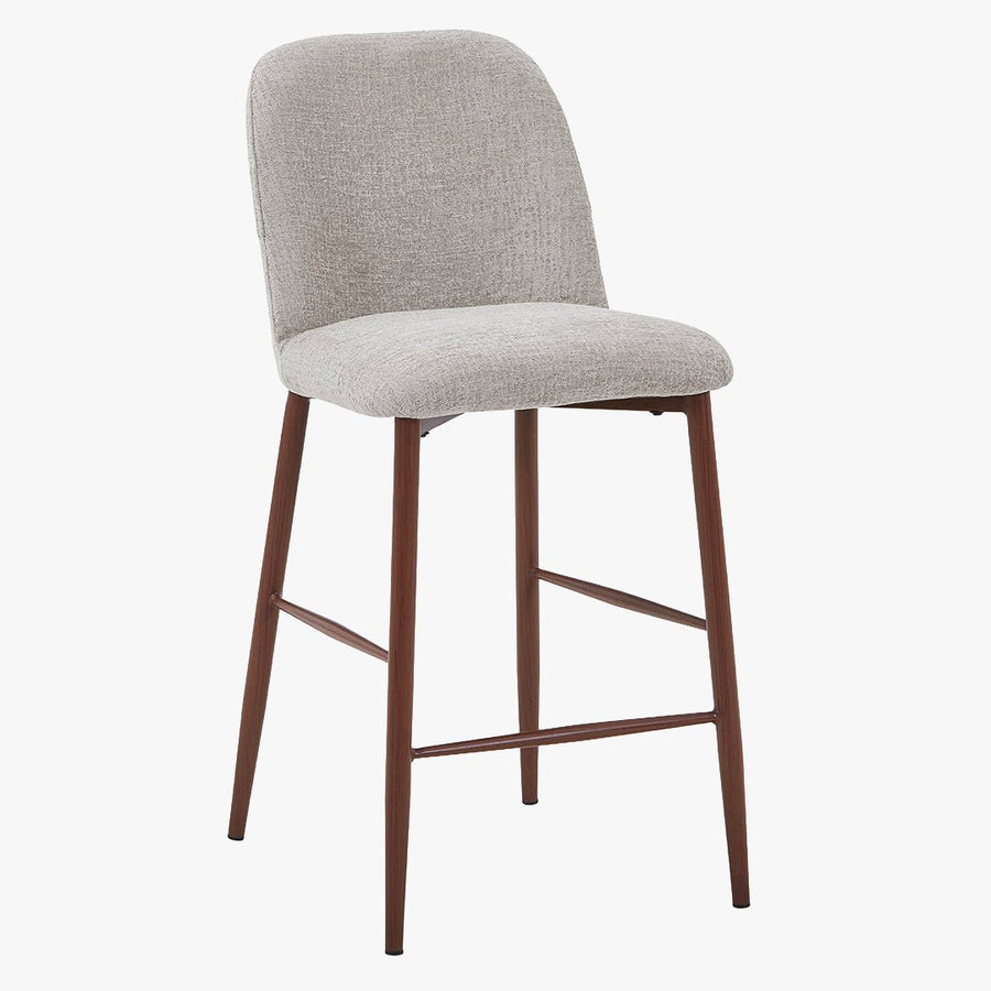 SELIA Lot de 2 tabourets en tissu taupe clair pieds couleur bois foncé — aperçu vidéo