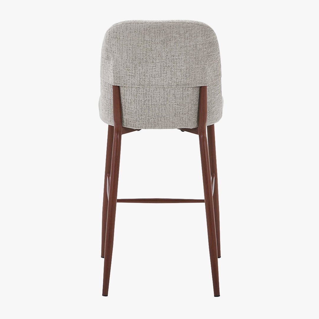 SELIA Lot de 2 tabourets en tissu taupe clair pieds couleur bois foncé - Tabourets - Mobilier Deco
