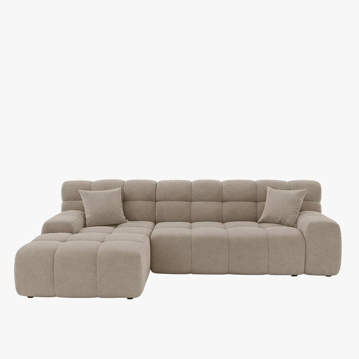 SERENA Canapé d'angle tissu bouclette beige foncé - Angle gauche