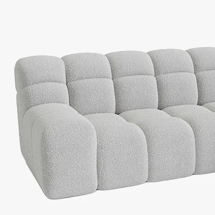 SERENA Canapé d'angle tissu bouclette gris clair - Angle droit