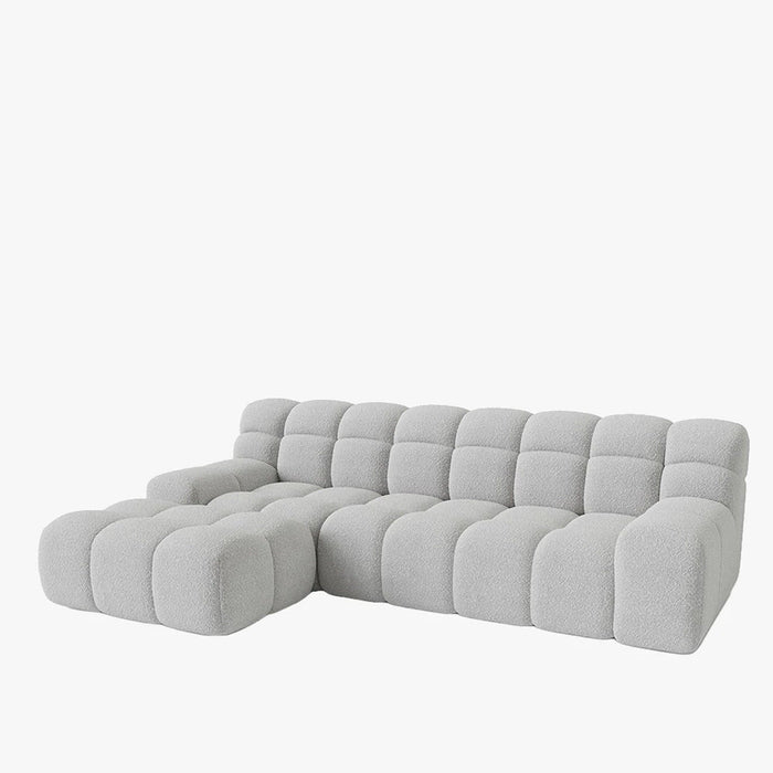 SERENA Canapé d'angle tissu bouclette gris clair - Angle gauche