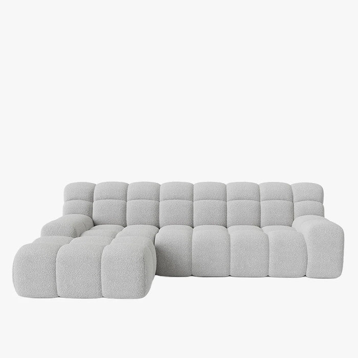 SERENA Canapé d'angle tissu bouclette gris clair - Angle gauche
