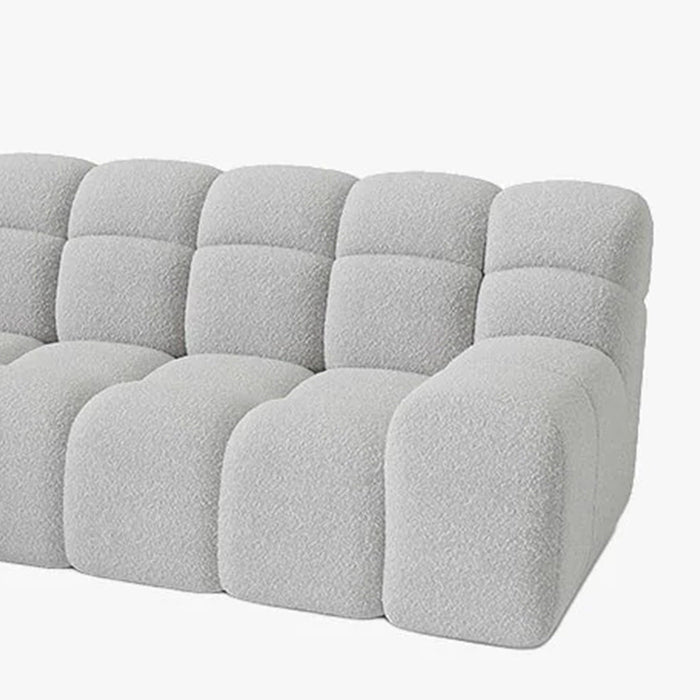 SERENA Canapé d'angle tissu bouclette gris clair - Angle gauche