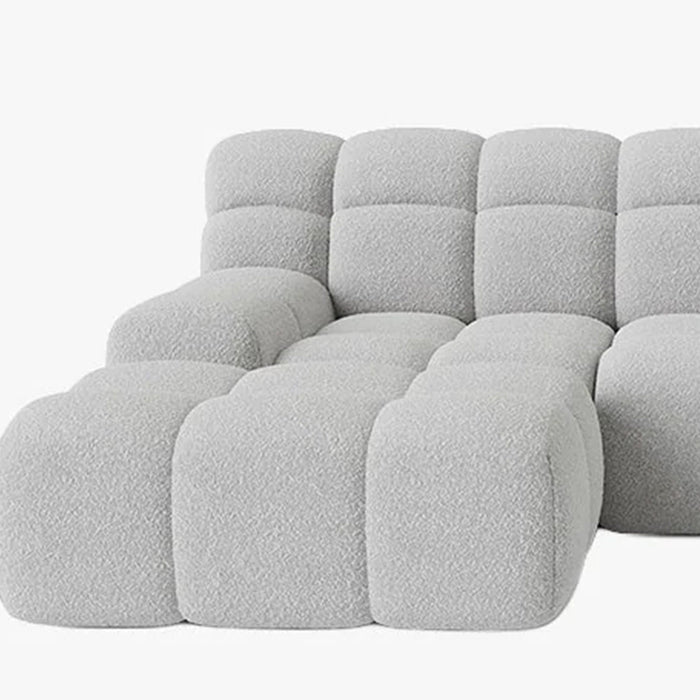 SERENA Canapé d'angle tissu bouclette gris clair - Angle gauche