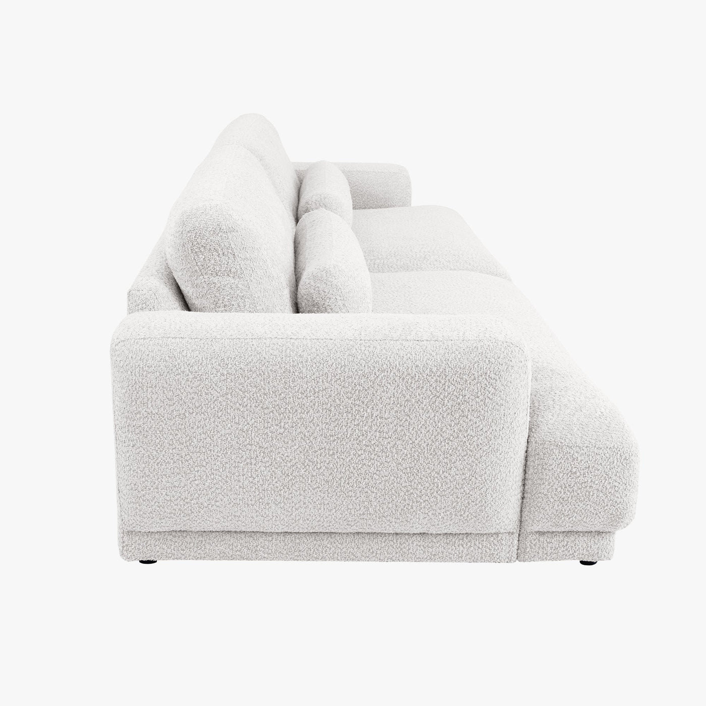 SEYA Canapé 3 places en tissu bouclette blanc écru - Canapés fixes - Mobilier Deco