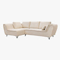 SEYNA Canapé d’angle convertible avec coffre en velours côtelé beige - Angle gauche