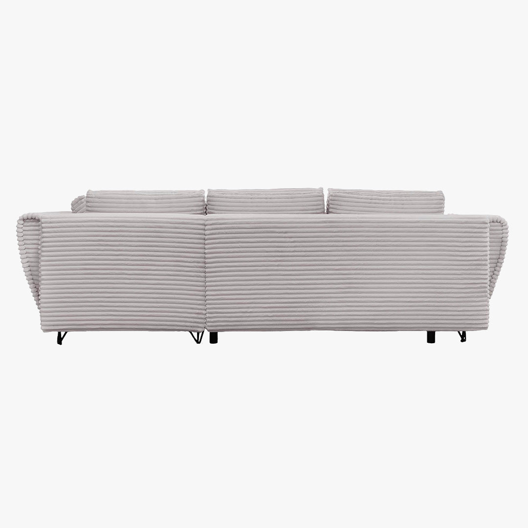 SEYNA Canapé d’angle convertible avec coffre en velours côtelé gris- Angle droit - Canapé d'angle convertible - Mobilier Deco