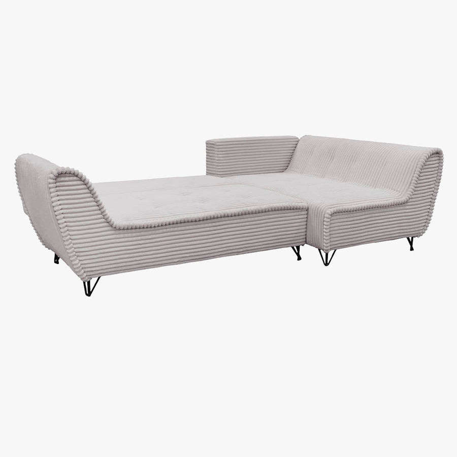 SEYNA Canapé d’angle convertible avec coffre en velours côtelé gris- Angle droit — aperçu vidéo