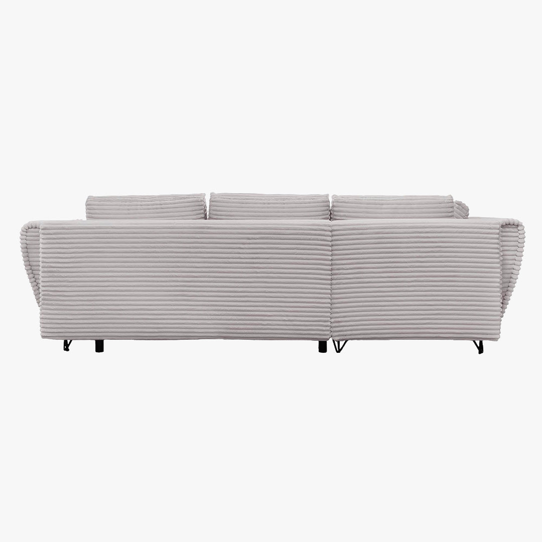 SEYNA Canapé d’angle convertible avec coffre en velours côtelé gris- Angle gauche - Canapé d'angle convertible - Mobilier Deco