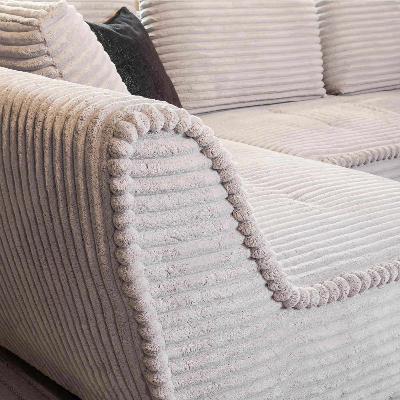 SEYNA Canapé d’angle convertible avec coffre en velours côtelé gris- Angle gauche - Canapé d'angle convertible - Mobilier Deco