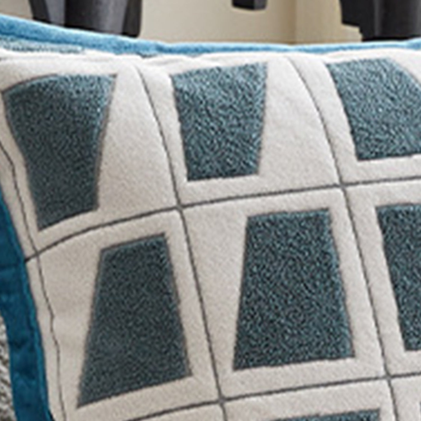 SHAYZ Coussin carré en tissu à motifs blanc et bleu 45x45 cm - Coussins - Mobilier Deco