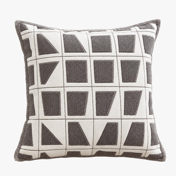SHAYZ Coussin carré en tissu à motifs blanc et gris 45x45 cm
