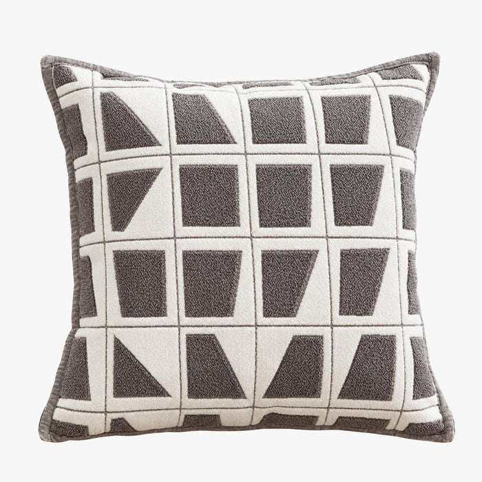 SHAYZ Coussin carré en tissu à motifs blanc et gris 45x45 cm – Coussins – vue 2