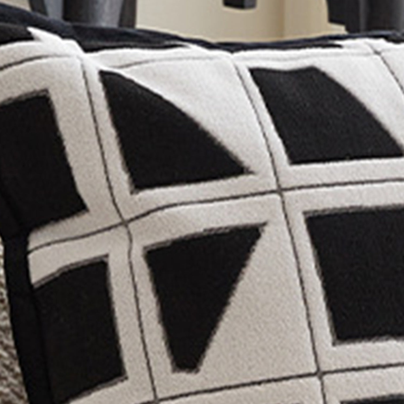 SHAYZ Coussin carré en tissu à motifs blanc et noir 45x45 cm - Coussins - Mobilier Deco