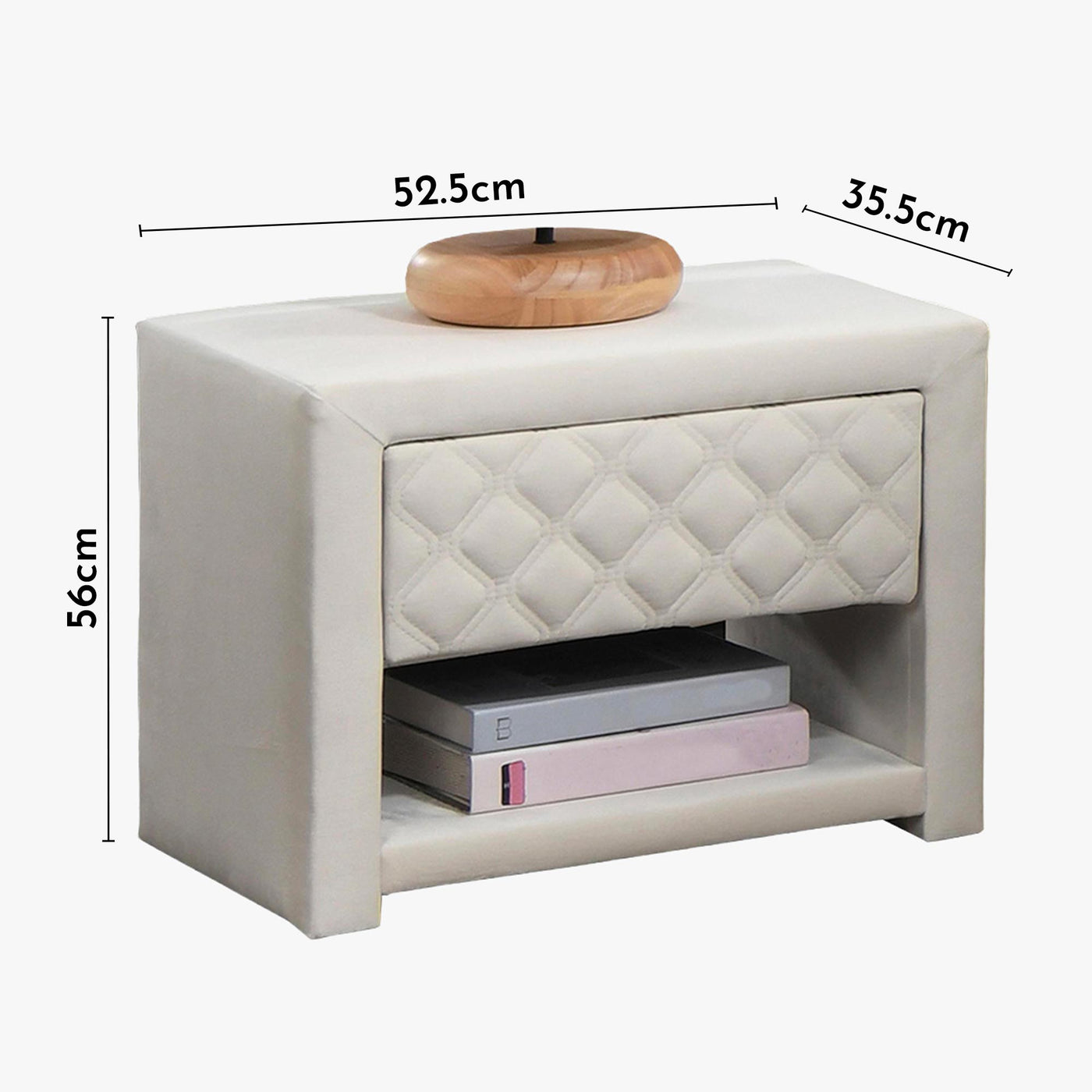 SHERRY Table de chevet 1 tiroir et 1 niche en velours écru - Table de chevet - Mobilier Deco