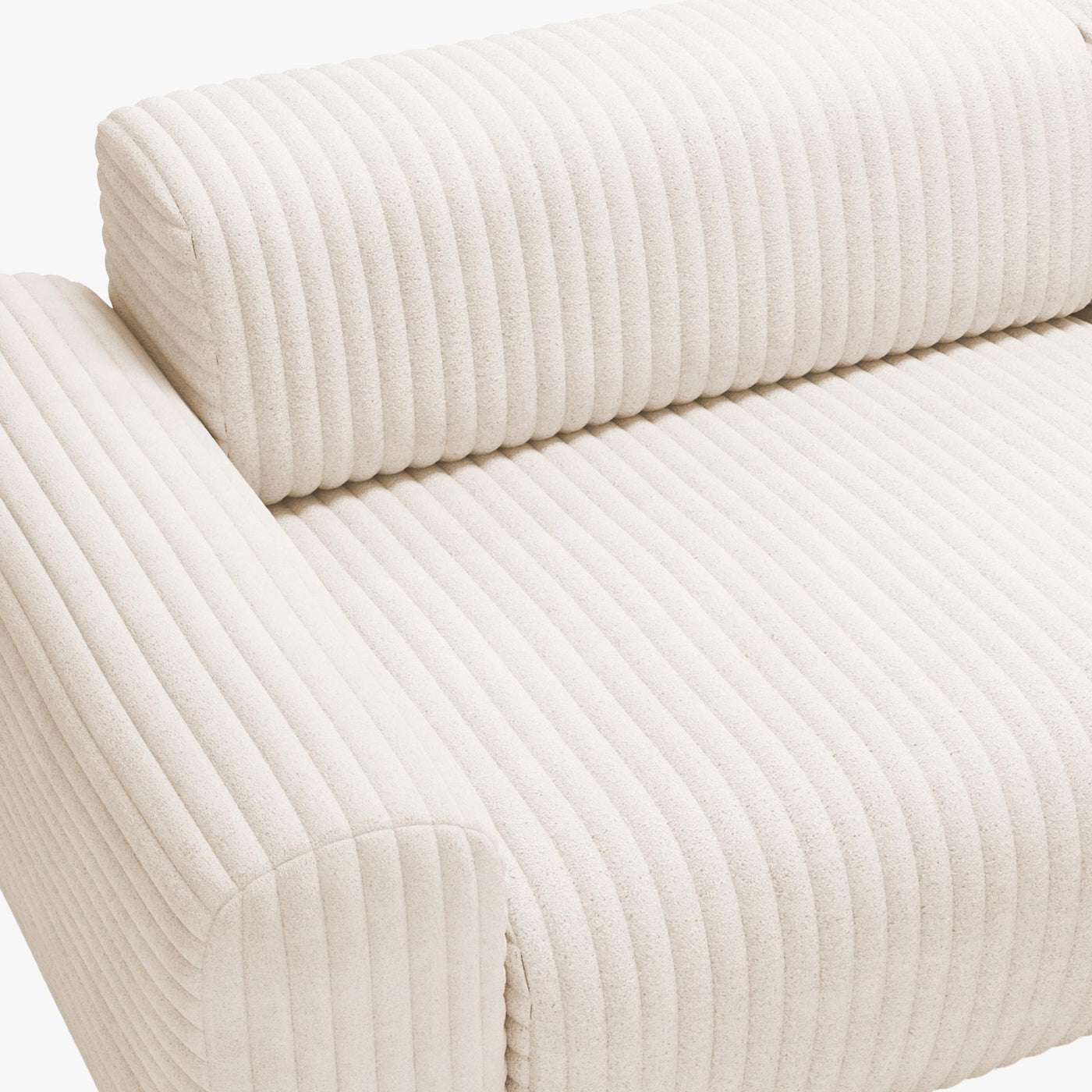 SOFIA Canapé d'angle en velours gros côtelé blanc écru - Angle droit - Canapés d'angle - Mobilier Deco