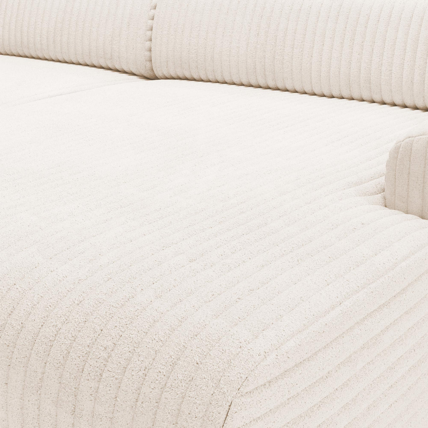 SOFIA Canapé d'angle en velours gros côtelé blanc écru - Angle droit - Canapés d'angle - Mobilier Deco