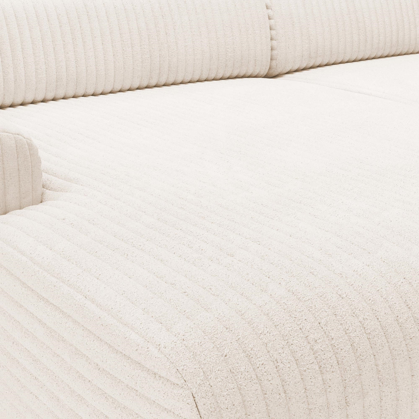 SOFIA Canapé d'angle en velours gros côtelé blanc écru - Angle gauche - Canapés d'angle - Mobilier Deco