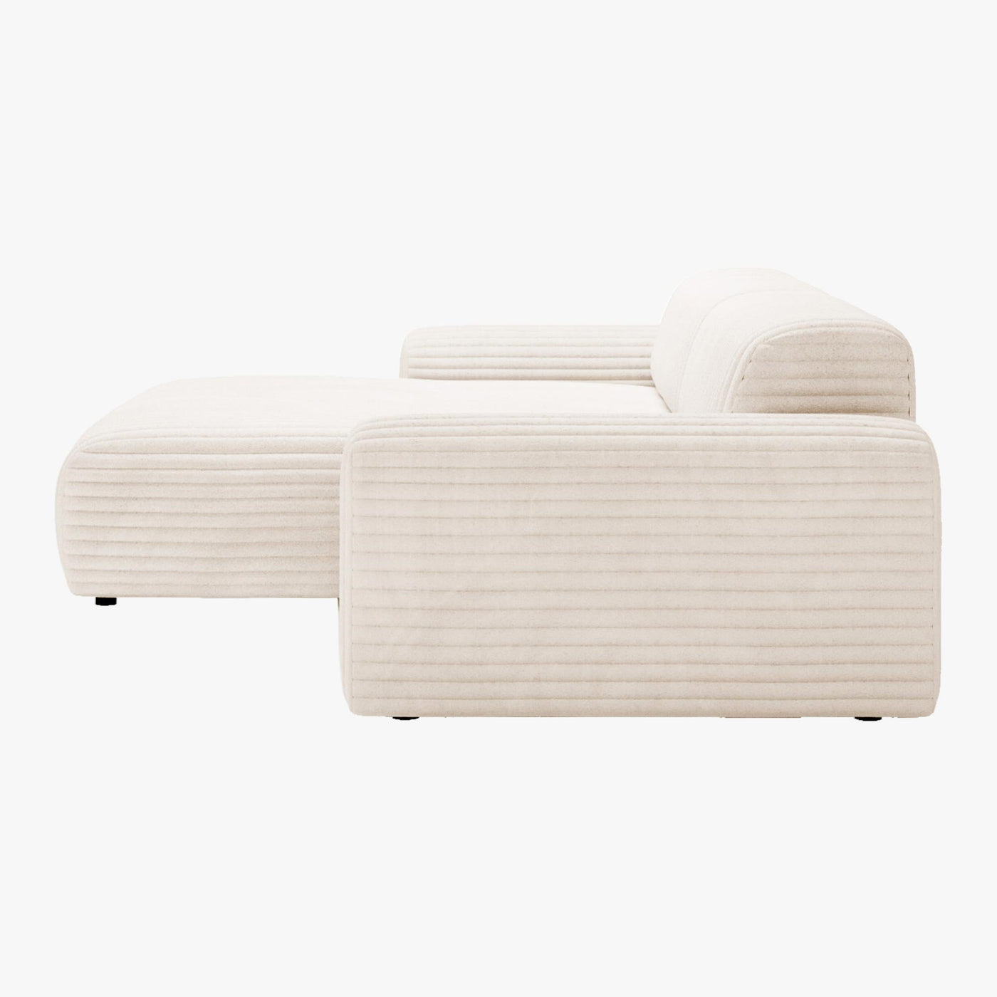 SOFIA Canapé d'angle en velours gros côtelé blanc écru - Angle gauche - Canapés d'angle - Mobilier Deco