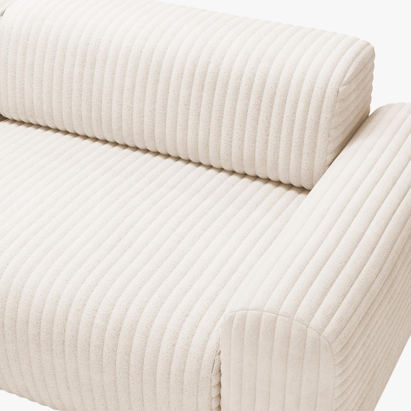 SOFIA Canapé d'angle en velours gros côtelé blanc écru - Angle gauche - Canapés d'angle - Mobilier Deco
