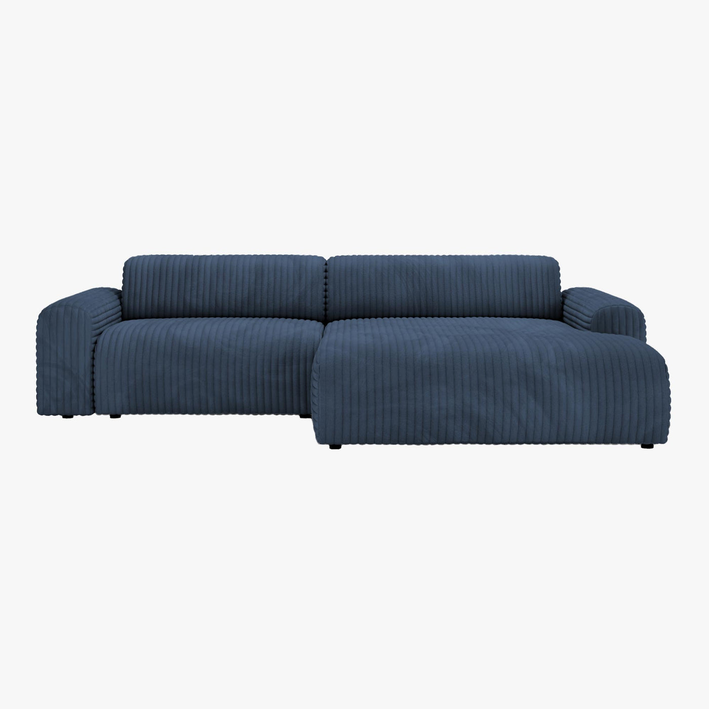 SOFIA Canapé d'angle en velours gros côtelé bleu - Angle droit - Canapés d'angle - Mobilier Deco