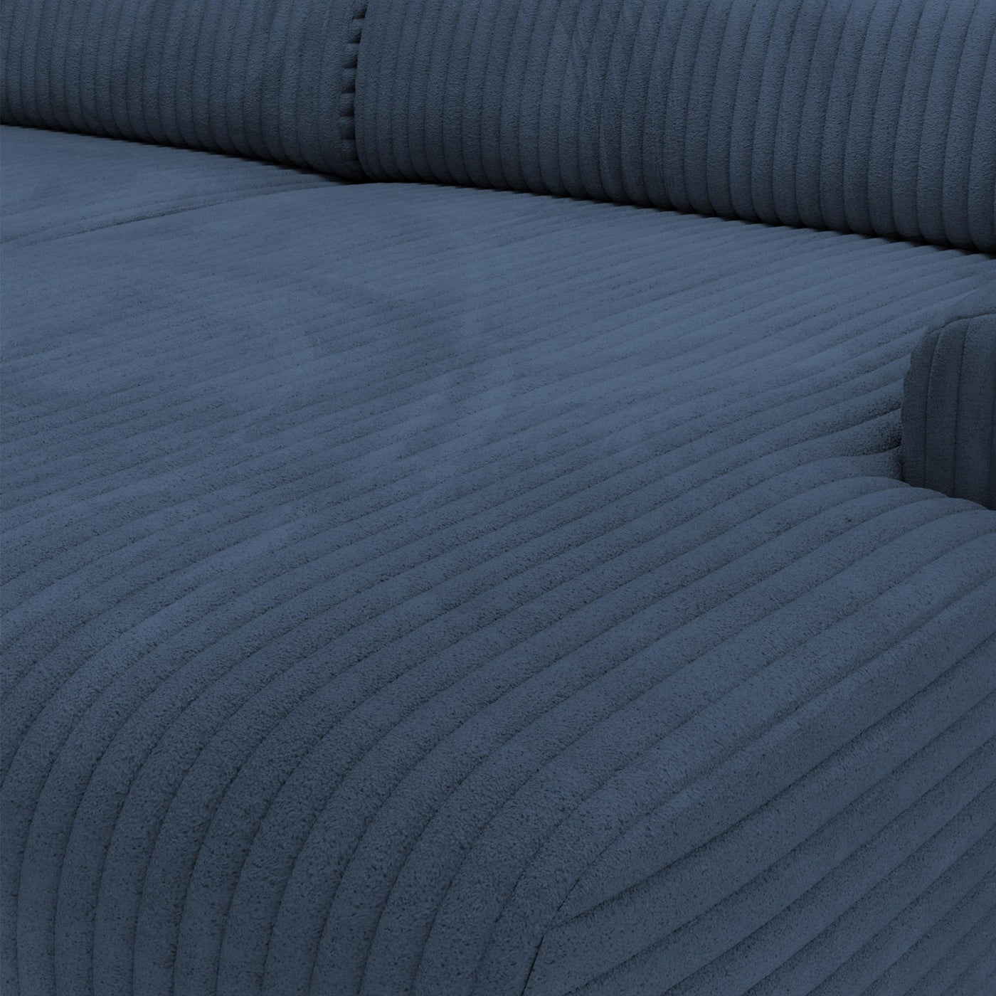 SOFIA Canapé d'angle en velours gros côtelé bleu - Angle droit - Canapés d'angle - Mobilier Deco