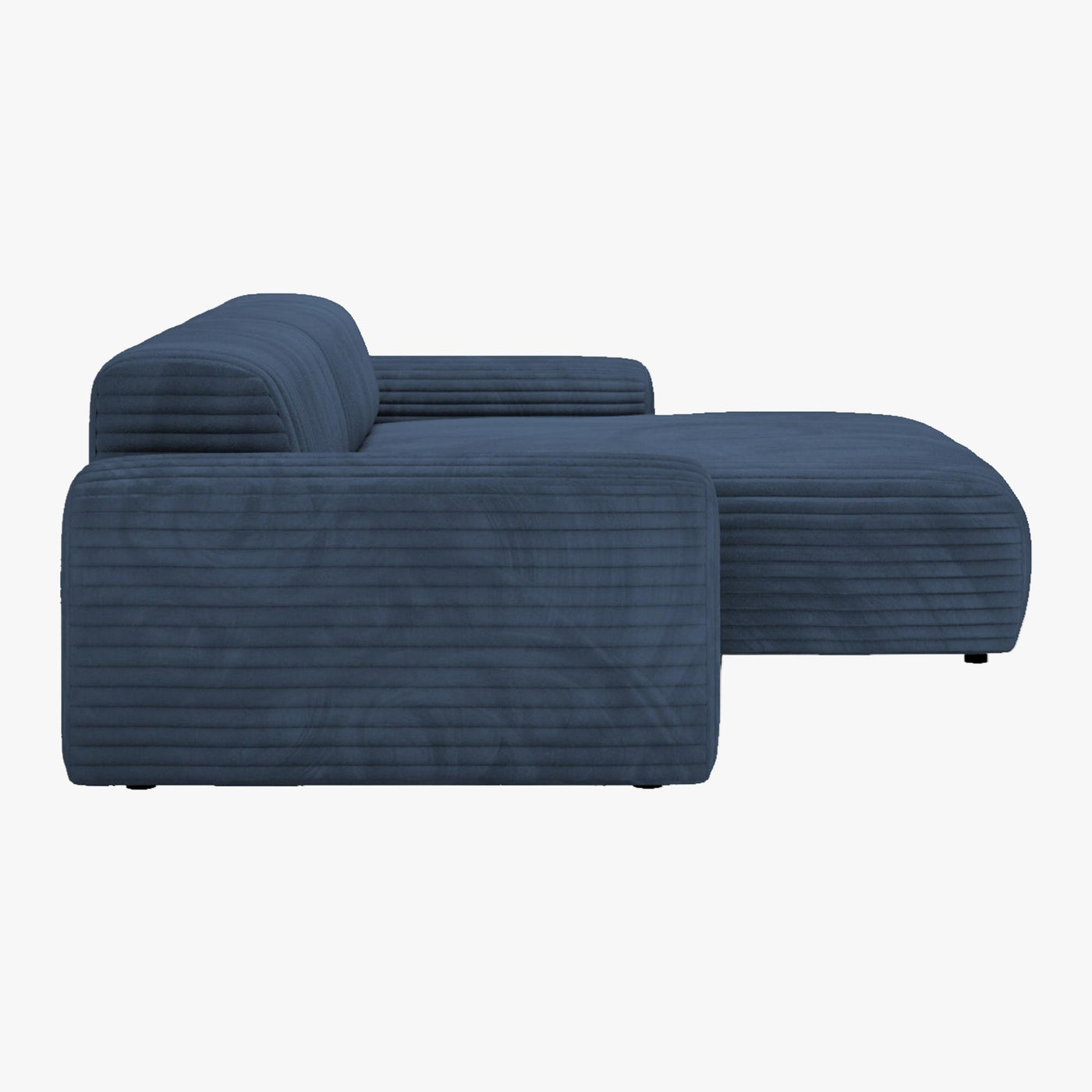 SOFIA Canapé d'angle en velours gros côtelé bleu - Angle droit - Canapés d'angle - Mobilier Deco