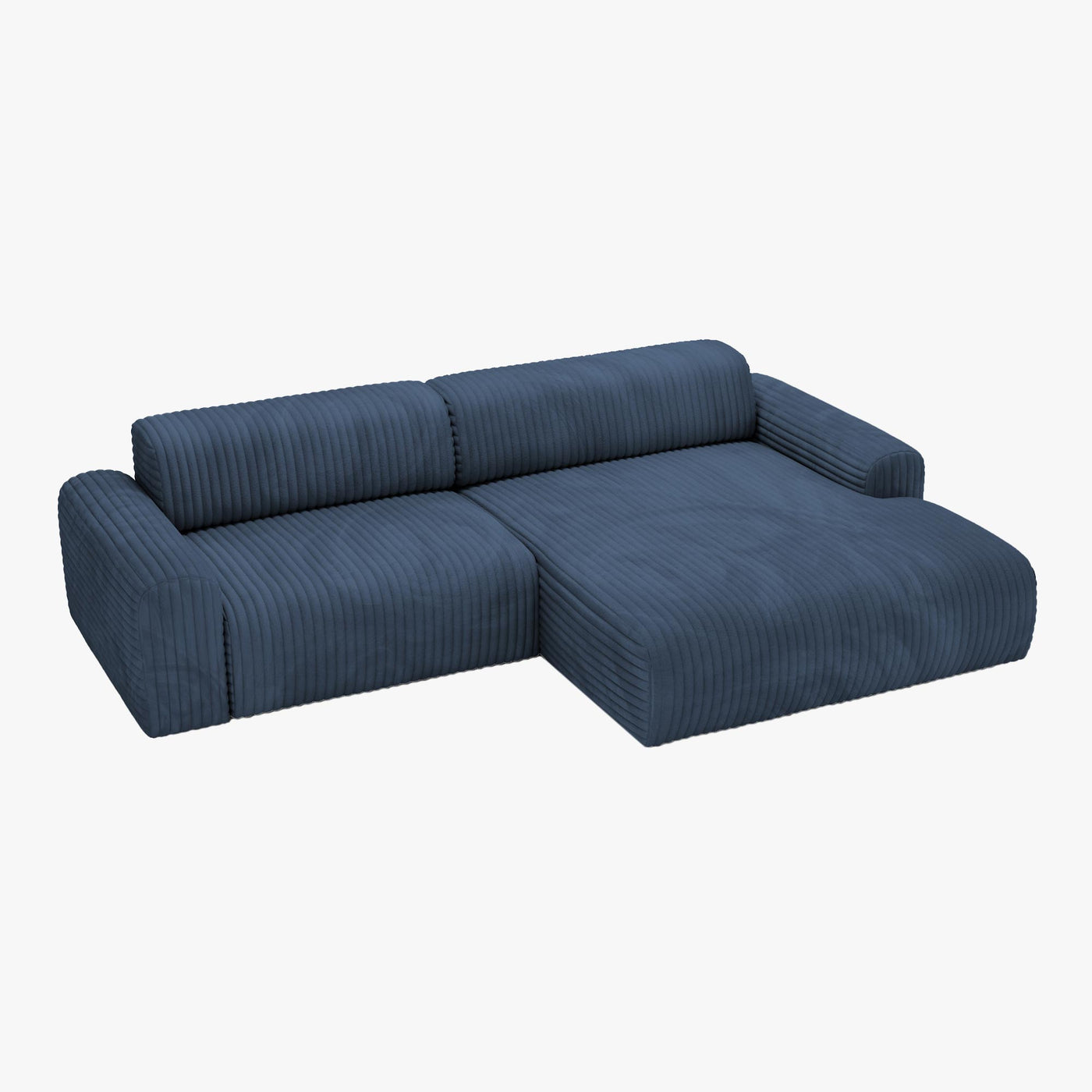 SOFIA Canapé d'angle en velours gros côtelé bleu - Angle droit - Canapés d'angle - Mobilier Deco