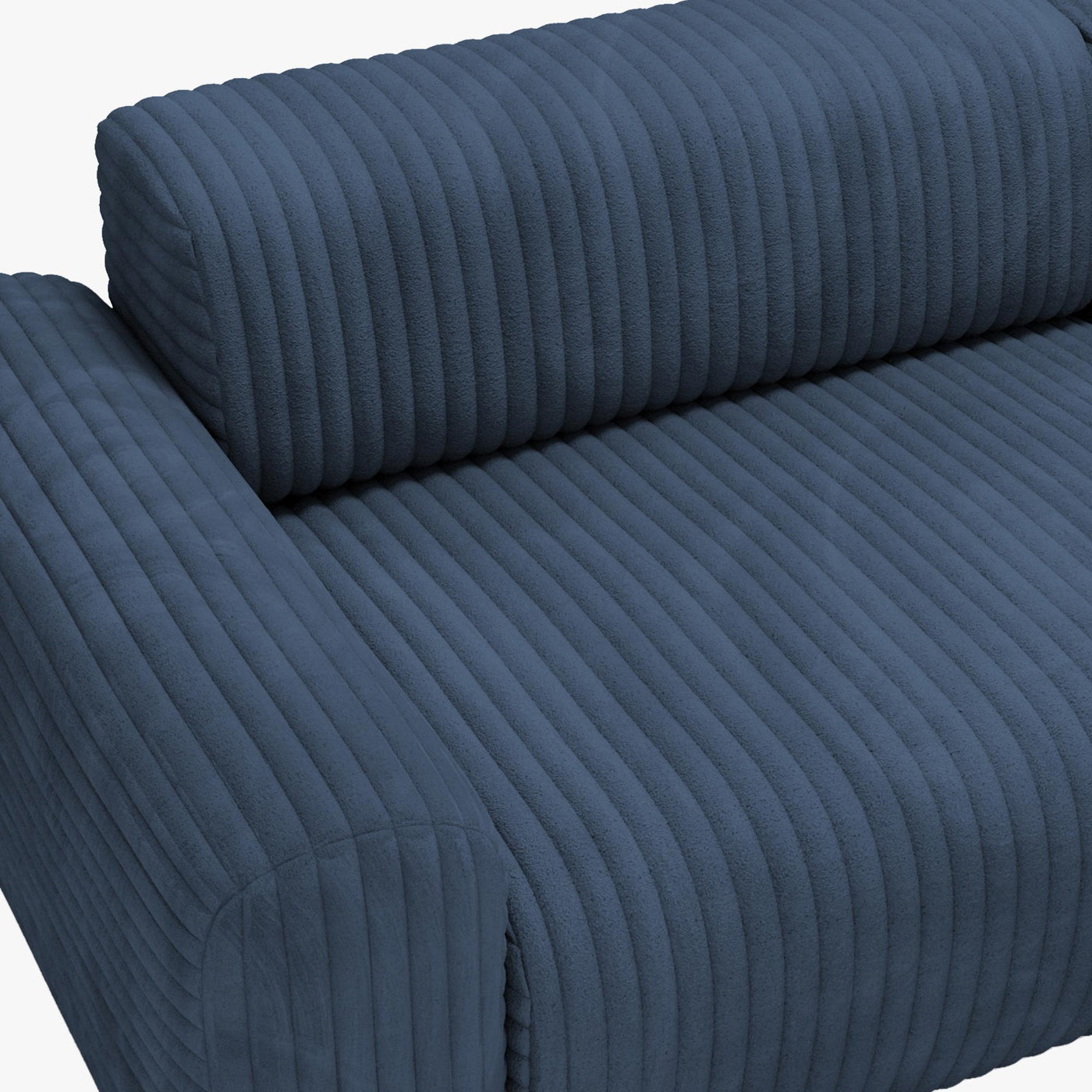 SOFIA Canapé d'angle en velours gros côtelé bleu - Angle droit - Canapés d'angle - Mobilier Deco