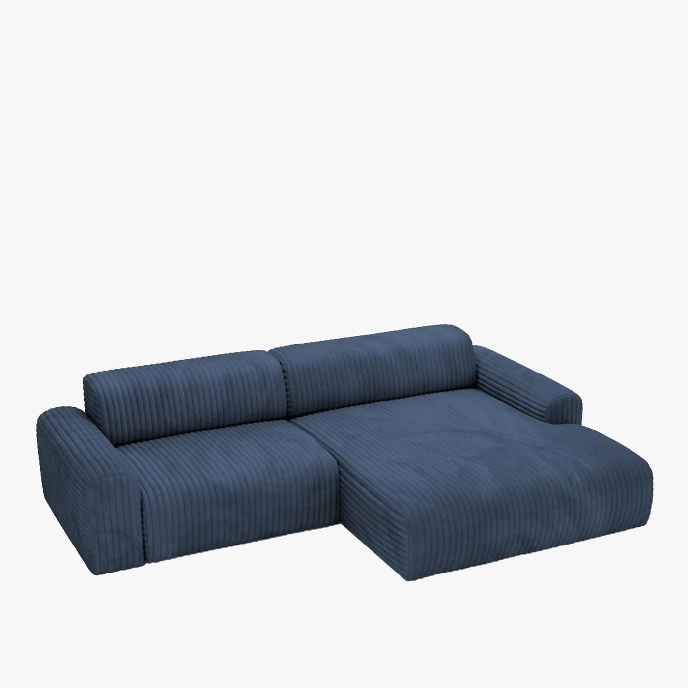 SOFIA Canapé d'angle en velours gros côtelé bleu - Angle droit - Canapés d'angle - Mobilier Deco