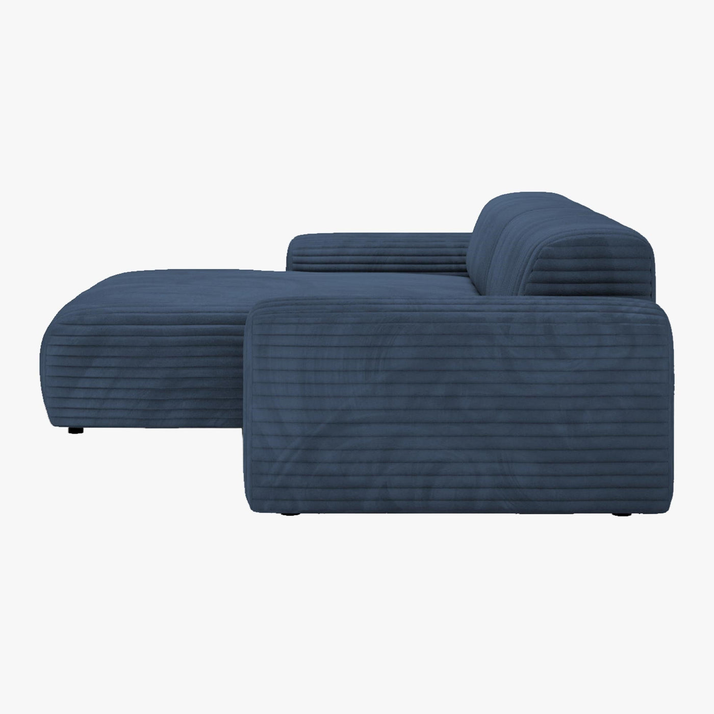 SOFIA Canapé d'angle en velours gros côtelé bleu - Angle gauche - Canapés d'angle - Mobilier Deco