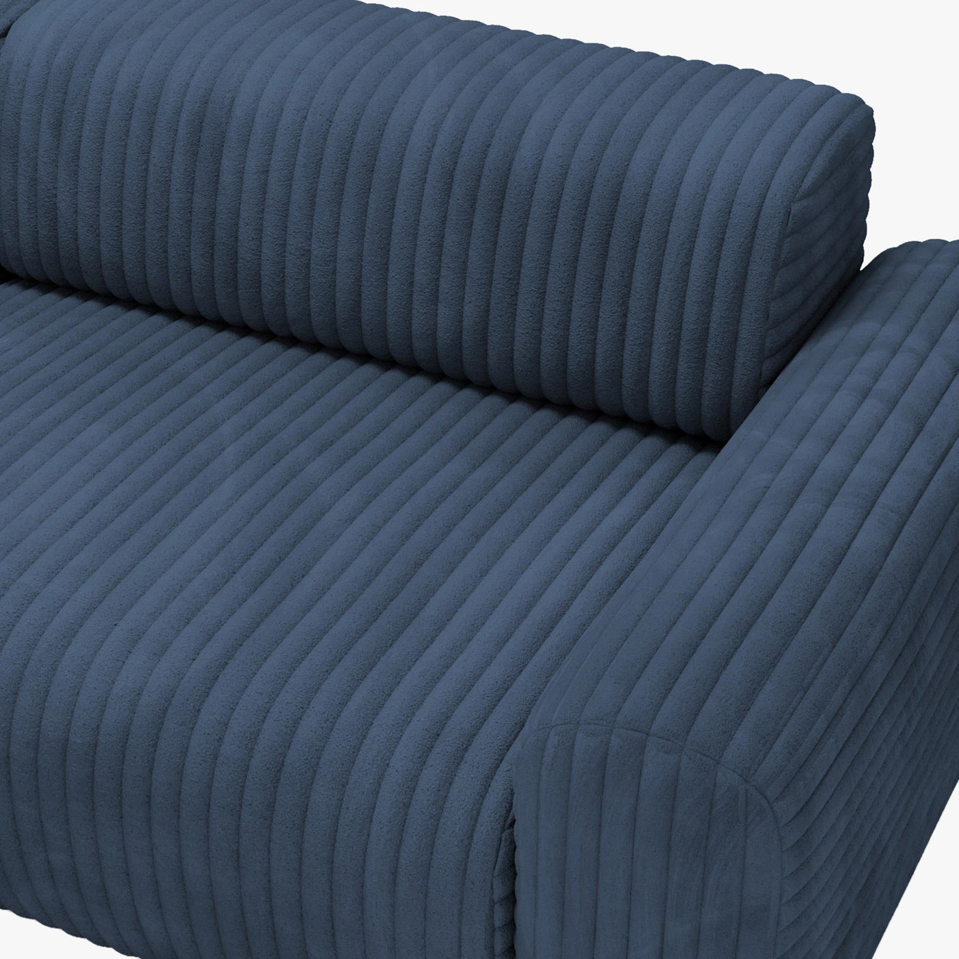 SOFIA Canapé d'angle en velours gros côtelé bleu - Angle gauche - Canapés d'angle - Mobilier Deco