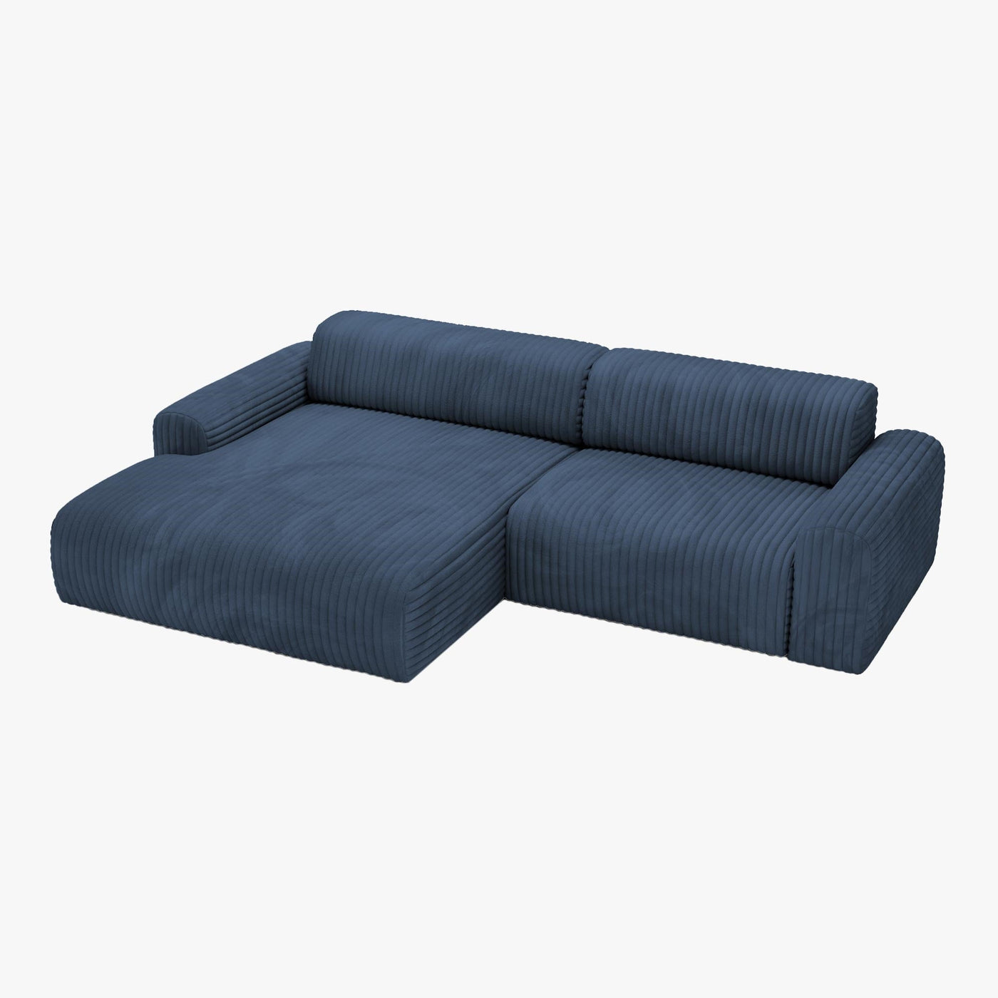 SOFIA Canapé d'angle en velours gros côtelé bleu - Angle gauche - Canapés d'angle - Mobilier Deco