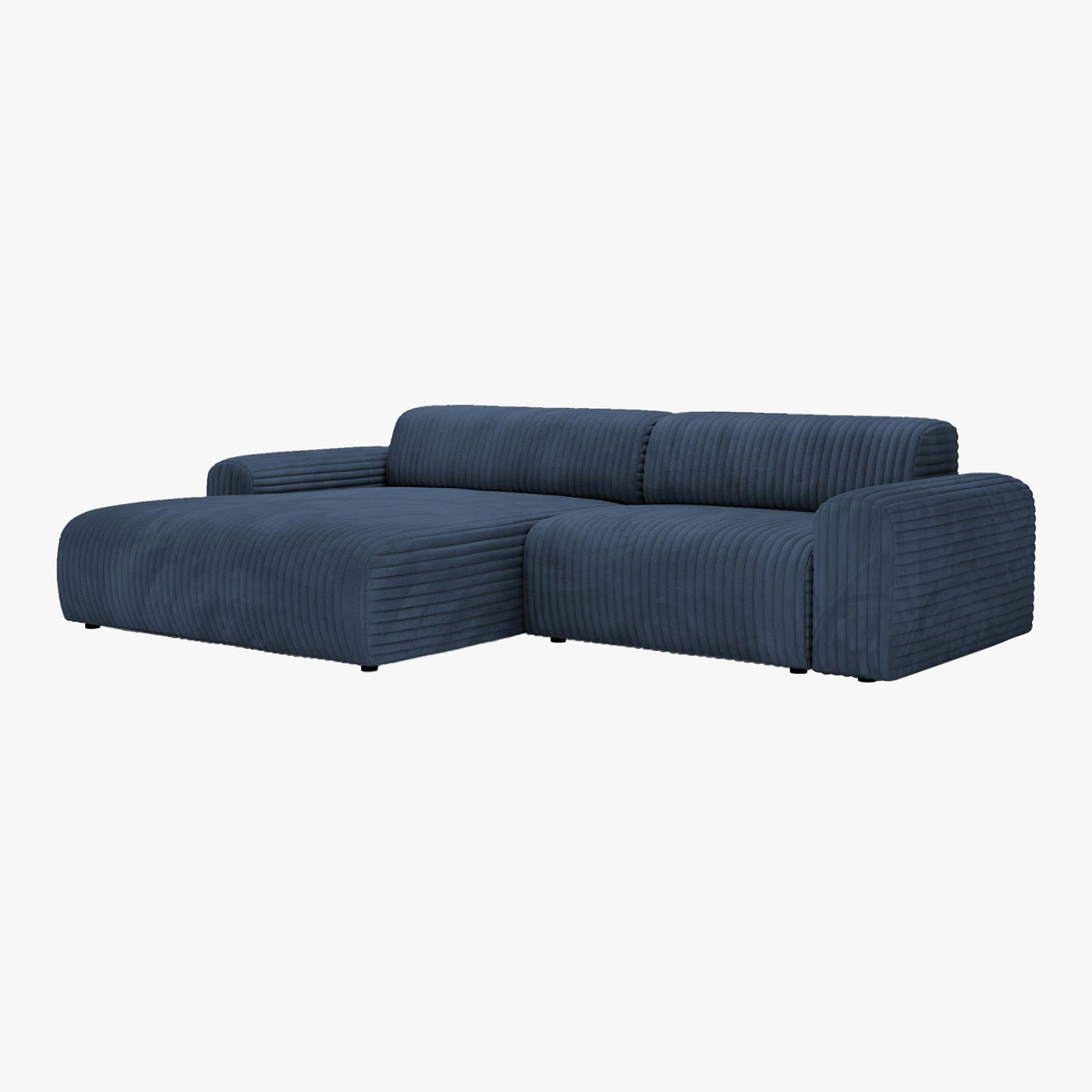 SOFIA Canapé d'angle en velours gros côtelé bleu - Angle gauche - Canapés d'angle - Mobilier Deco