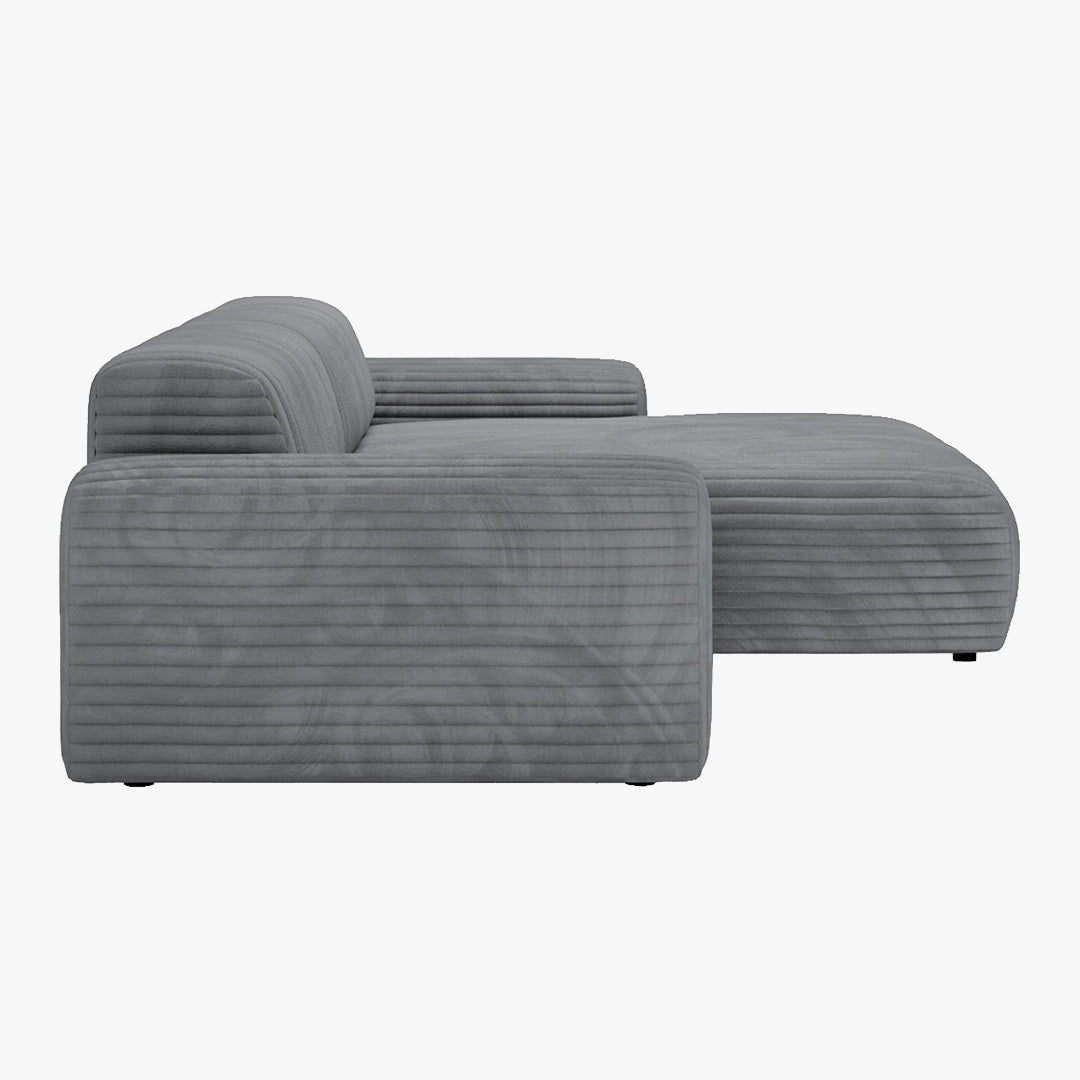 SOFIA Canapé d'angle en velours gros côtelé gris foncé - Angle droit - Canapés d'angle - Mobilier Deco