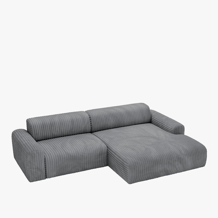 SOFIA Canapé d'angle en velours gros côtelé gris foncé - Angle droit