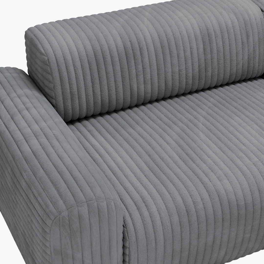 SOFIA Canapé d'angle en velours gros côtelé gris foncé - Angle droit - Canapés d'angle - Mobilier Deco